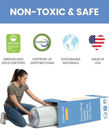 Delta Children Perry 6-in-1 Convertible Crib - Greenguard Gold Certified, Bianca White + Simmons Kids Radiant Sky Dual Sided Baby Crib Mattress and Toddler Mattress (Bundle) - LeafyLoom