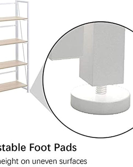 No-Assembly Folding Bookshelf Storage Shelves 4 Tiers Vintage Multifunctional Plant Flower Stand Storage Rack Shelves Bookcase for Home Office (White) - LeafyLoom