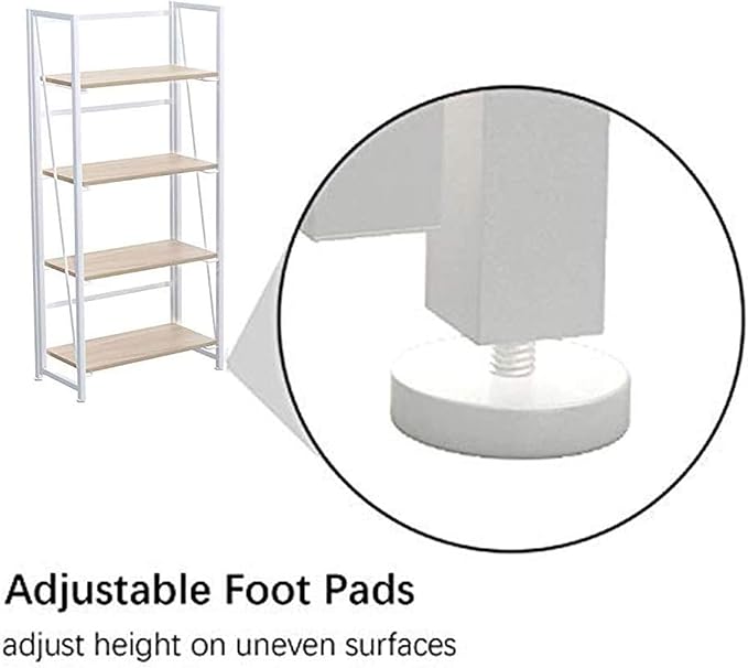 No-Assembly Folding Bookshelf Storage Shelves 4 Tiers Vintage Multifunctional Plant Flower Stand Storage Rack Shelves Bookcase for Home Office (White) - LeafyLoom