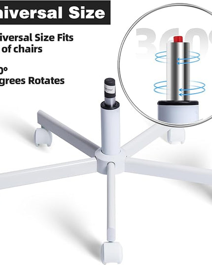 Purgreen Home Office Swivel Chair Base – Durable, Steady and Easy Installation – Perfect for Criss Cross and Cross Legged Chairs with Replacement Casters (White, Gas Lift+Base+Wheel) - LeafyLoom