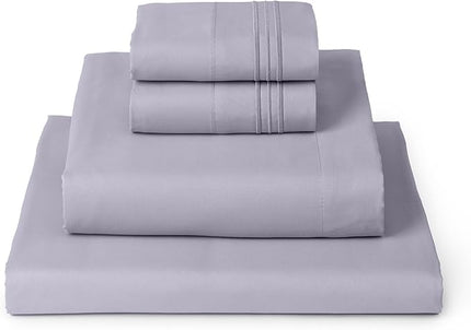 Mellanni Twin Sheets Set - 4 Piece Iconic Collection Bedding Sheets & Pillowcases - Luxury, Ultra Soft, Cooling Bed Sheets - Deep Pocket up to 16 inch - 4 PC (Twin, Lavender w/Extra Pillow Case) - LeafyLoom
