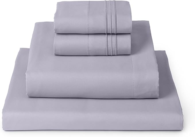 Mellanni Twin Sheets Set - 4 Piece Iconic Collection Bedding Sheets & Pillowcases - Luxury, Ultra Soft, Cooling Bed Sheets - Deep Pocket up to 16 inch - 4 PC (Twin, Lavender w/Extra Pillow Case) - LeafyLoom