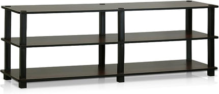 Furinno Turn-S-Tube No Tools 3-Tier Entertainment TV Stands, Dark Brown and Black, Square Corner/Wide - LeafyLoom