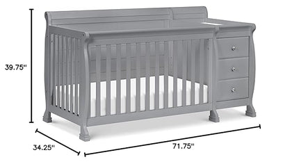 DaVinci Kalani 4-in-1 Convertibe Crib and Changer Combo in Gray - LeafyLoom
