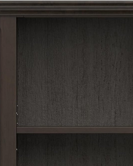 SIMPLIHOME Amherst SOLID WOOD Transitional 5 Shelf Bookcase for The Living, Study Room and Office, 24 inch, Hickory Brown - LeafyLoom