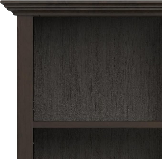 SIMPLIHOME Amherst SOLID WOOD Transitional 5 Shelf Bookcase for The Living, Study Room and Office, 24 inch, Hickory Brown - LeafyLoom