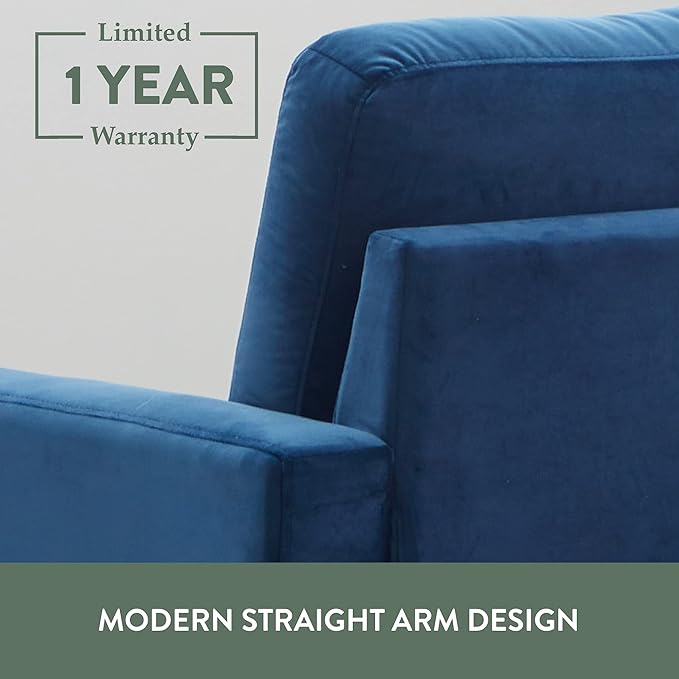 Edenbrook Archer Upholstered Loveseat - Blue Velvet Loveseat - Living Room Furniture - Small Loveseat - Mid Century Modern Loveseat - Seats Two - LeafyLoom