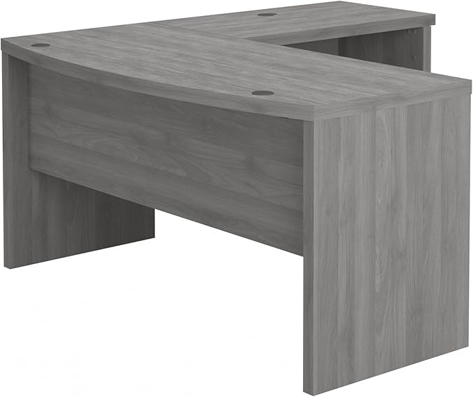 Bush Business Furniture Echo L Shape Desk with Wire Management | Corner Bow Front Table for Home Office with Quick-to-Assemble Hardware, 60W, Modern Gray - LeafyLoom