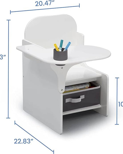 Delta Children MySize Chair Desk With Storage Bin, Bianca White - LeafyLoom