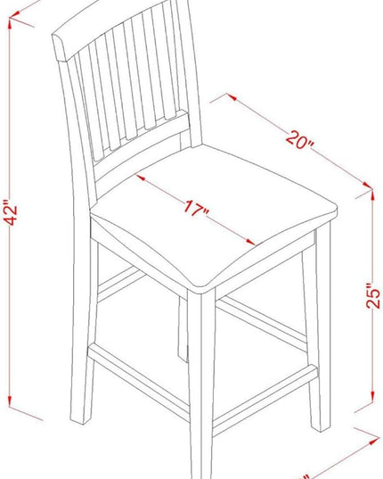 East West Furniture BUVN5-MAH-LC Buckland 5 Piece Counter Height Pub Set Includes a Rectangle Table and 4 Faux Leather Dining Room Chairs, 30x48 Inch, Mahogany - LeafyLoom