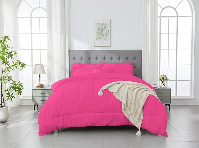 3 Piece Solid Color All Season Bedding Comforter Set Microfiber Soft Lightweight Bedding Set for Kids Teens Adults Room Decor with 1 Comforter and 2 Pillowcases King - LeafyLoom