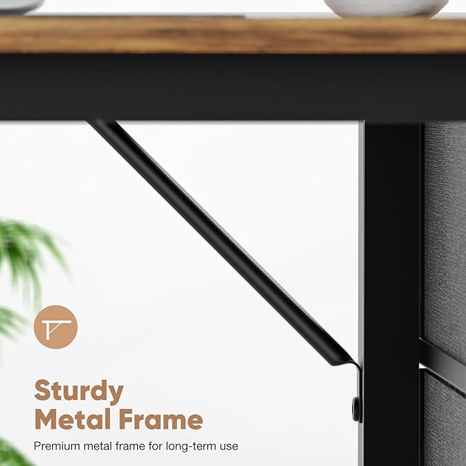 SMUG 47 Inch Computer Desk, Small Office Desk with Storage Drawers, Modern Simple Style Writing Study PC Work Table for Home Bedroom Small Spaces - LeafyLoom