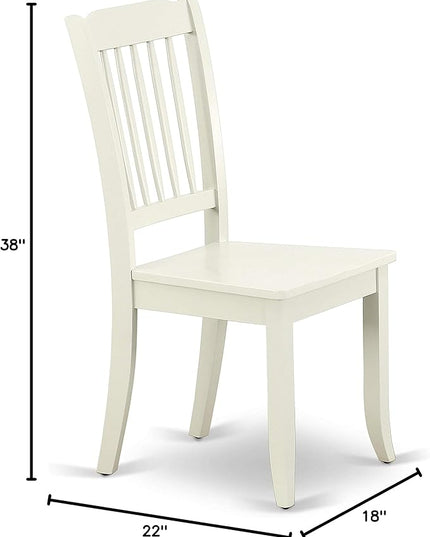 East West Furniture DAC-LWH-W Danbury Kitchen Dining Chairs - Slat Back Wooden Seat Chairs, Set of 2, Linen White - LeafyLoom