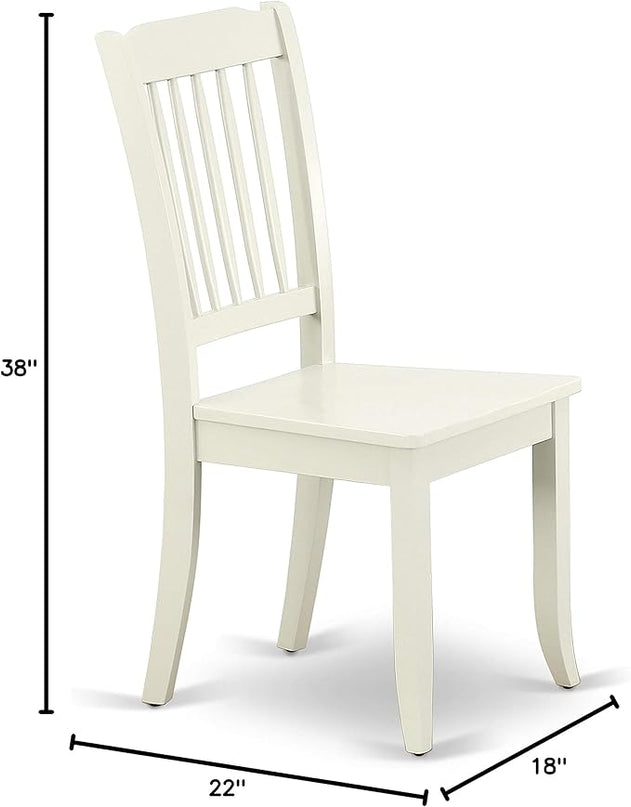 East West Furniture DAC-LWH-W Danbury Kitchen Dining Chairs - Slat Back Wooden Seat Chairs, Set of 2, Linen White - LeafyLoom