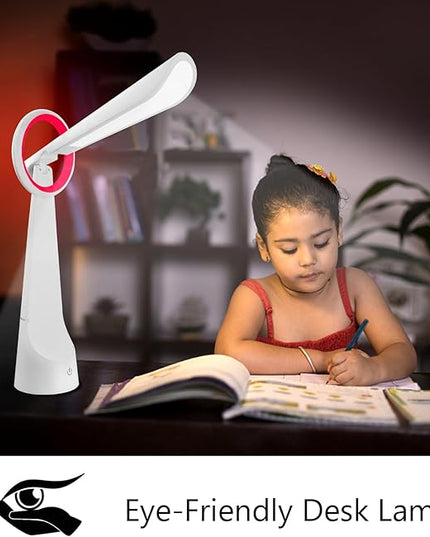 Upgraded LED Desk Lamp with 7 Colours Change, Eye-Caring Table Lamp with USB Charging Port Suitable for Table Bedroom Bedside Office Study,8W (White) - LeafyLoom