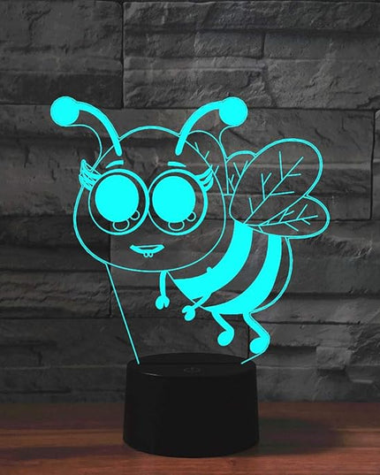 Hardworking Bee Kids Night Lights Bedroom Decor Lamp 7 Colors Change 3D Night Light Kids Optical Illusion Lamps Kids Lamp As a Gift Ideas for Students - LeafyLoom
