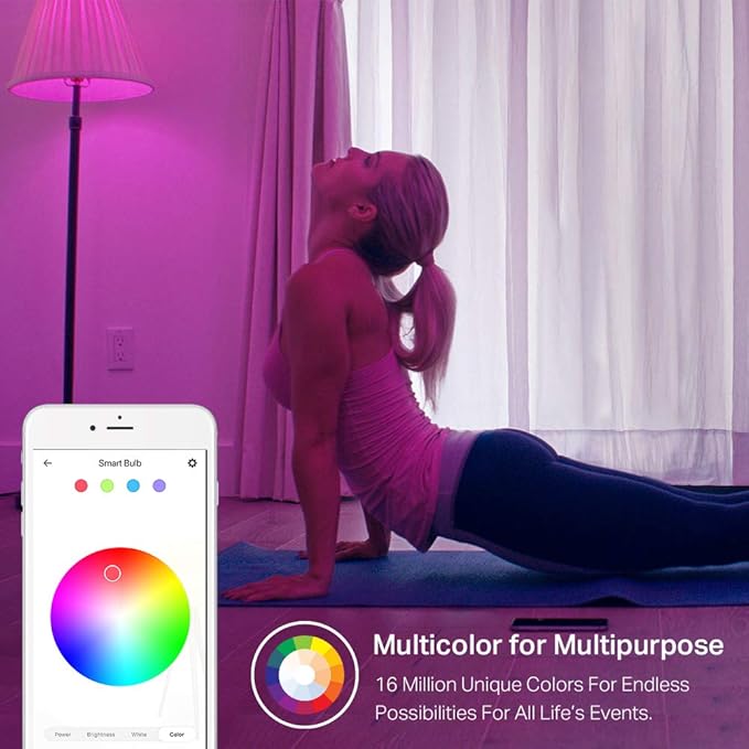 Kasa Smart Light Bulbs, Full Color Changing Dimmable Smart WiFi Bulbs Compatible with Alexa and Google Home, A19, 60 W 800 Lumens,2.4Ghz only, No Hub Required, 2-Pack (KL125P2), Multicolor KasaSmartbyTP-Link