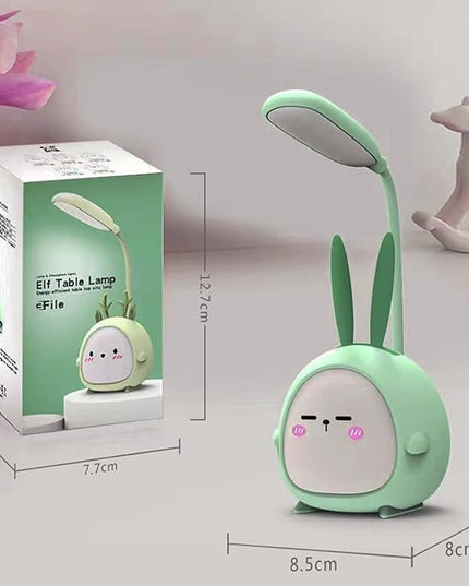 Mini Bunny Night Light, Portable LED Table Light, Cute Rabbit Foldable USB Rechargeable Reading Light Bedroom Children's Bedside Study (Green Rabbit) - LeafyLoom