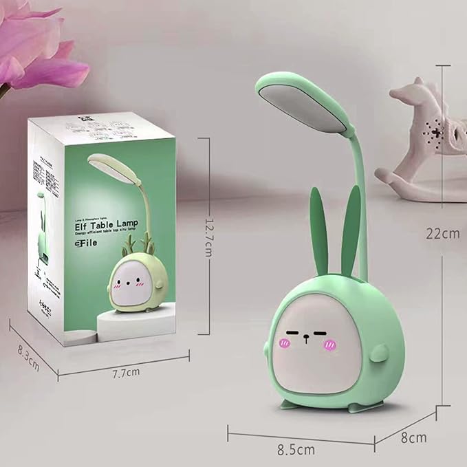 Mini Bunny Night Light, Portable LED Table Light, Cute Rabbit Foldable USB Rechargeable Reading Light Bedroom Children's Bedside Study (Green Rabbit) - LeafyLoom