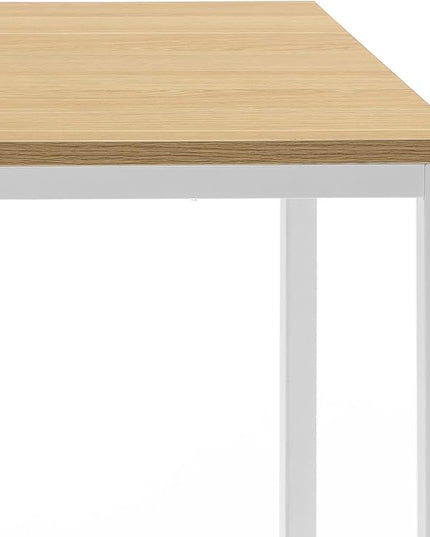 ZINUS Jennifer 47 Inch Computer Workstation / Office Desk - White Frame & Natural Top - LeafyLoom