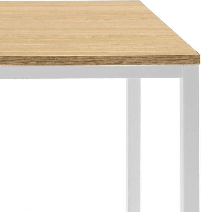 ZINUS Jennifer 47 Inch Computer Workstation / Office Desk - White Frame & Natural Top - LeafyLoom