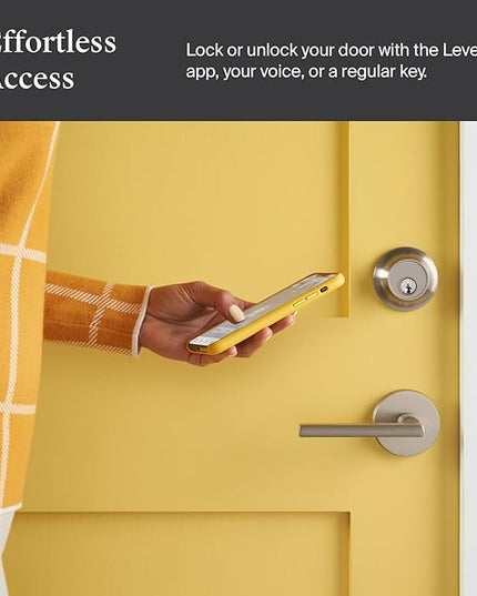 Level Lock Smart Lock - World's Smallest Smart Lock - Level App for iOS & Android - Works with Apple Home (Satin Nickel) Level
