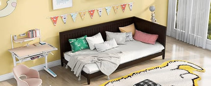 Bellemave Twin Size Wood Daybed, Wood DayBed Sofa Bed Frame for Living Room Bedroom,Solid Wood Daybed Twin Size Sofa Bed Frame with Wood Slat Support,No Box Spring Needed,Espresso - LeafyLoom