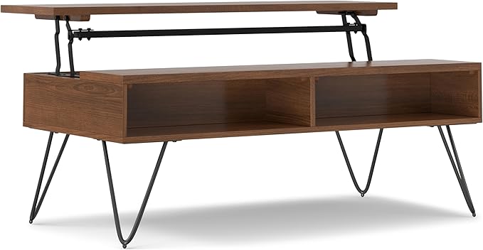 SIMPLIHOME Hunter Lift Top Coffee Table, 48 inch, Walnut Veneer - LeafyLoom