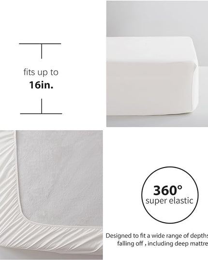 Anluoer King Comforter Set 7 Pieces, White Tufted Bed in a Bag with comforters and sheets, All Season Bedding Sets with 1 Comforter, 2 PillowShams, 2 Pillowcases, 1 Flat Sheet, 1 Fitted Sheet - LeafyLoom