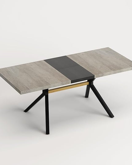 NicBex 78.74Inch Rectangular Stretch Dining Table,Modern Kitchen Table with Grey Carole Top and Black Fine Sanded Iron Leg for 6 to 8,Large Dining Room Table for Kitchen,Dining Living Room,Grey - LeafyLoom