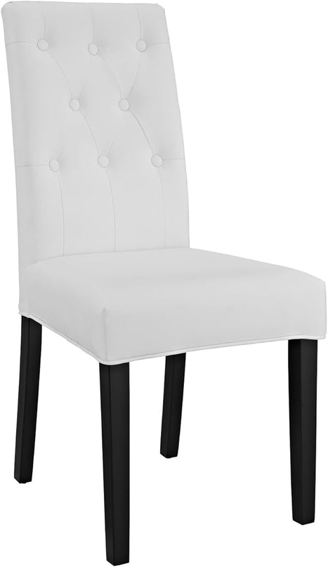 Modway Confer Modern Tufted Faux Leather Upholstered Parsons Kitchen and Dining Room Chair in White - LeafyLoom