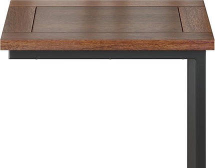 SIMPLIHOME Skyler SOLID MANGO WOOD and Metal 20 inch Wide Rectangle Wide C Side Table in Dark Cognac Brown, Fully Assembled, for the Living Room and Bedroom - LeafyLoom
