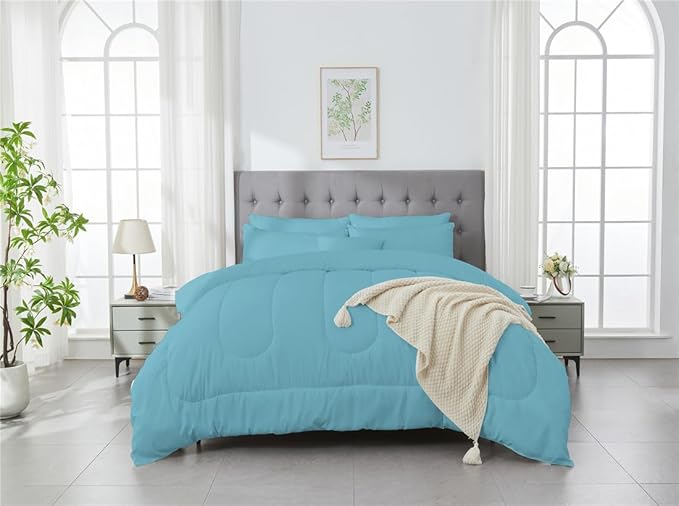 3 Piece Solid Color All Season Bedding Comforter Set Microfiber Soft Lightweight Bedding Set for Kids Teens Adults Room Decor with 1 Comforter and 2 Pillowcases Full - LeafyLoom