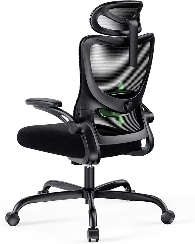 Marsail Ergonomic Office Chair with Headrest Mesh Office Computer Desk Chair with Adjustable Lumbar Support Rolling Work Swivel Task Chairs with Wheel 3D Armrests - LeafyLoom