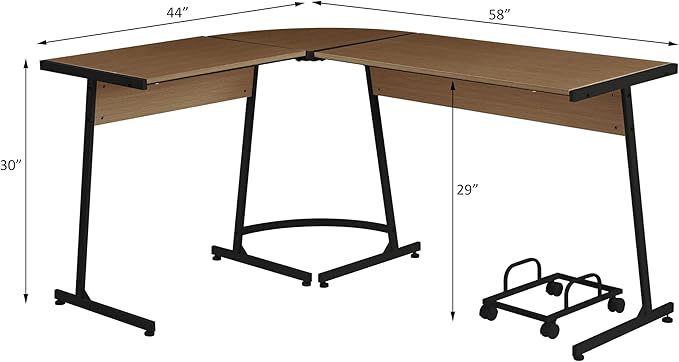 NicBex Kimberly-DW-00039-LWJ Home Office Desks, 58"x44"x30", Oak - LeafyLoom