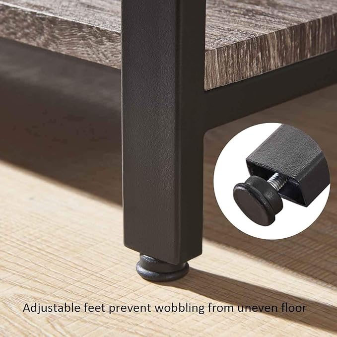 BON AUGURE 3 Tier Bookshelf, Small Rustic Book shelf, Short Industrial Wood Metal Standing Bookcase Etagere for Office, Bedroom and Living Room (Dark Gray Oak) - LeafyLoom