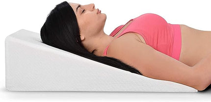 Bed Wedge Pillow With Memory Foam Top 7.5in - Ideal For Comfortable, Restful Sleeping - Wedge Pillow Neck & Back Pain Relief, Acid Reflux, Snoring, Heartburn, Allergies - Versatile & Washable Cover - LeafyLoom