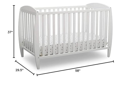 Delta Children Taylor 4-in-1 Convertible Baby Crib, Easy to Assemble, Sustainable New Zealand Wood, JPMA Certified, White - LeafyLoom