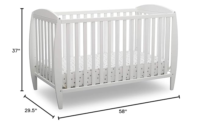 Delta Children Taylor 4-in-1 Convertible Baby Crib, Easy to Assemble, Sustainable New Zealand Wood, JPMA Certified, White - LeafyLoom