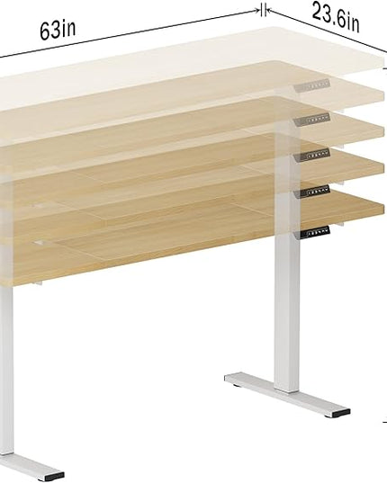 soges 63in Electric Standing Desk Ergonomic Height Adjustable Computer Desk Sit Stand Desk Home Office Desks Standing Desk, Oak - LeafyLoom