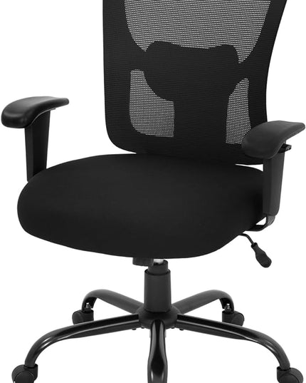 BestOffice Big and Tall Office Chair 500lbs Desk Chair Mesh Computer Chair with Lumbar Support Wide Seat High Back Task Executive Ergonomic Chair for Home Office (Black) - LeafyLoom