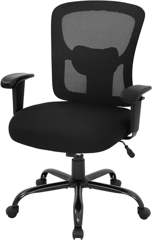BestOffice Big and Tall Office Chair 500lbs Desk Chair Mesh Computer Chair with Lumbar Support Wide Seat High Back Task Executive Ergonomic Chair for Home Office (Black) - LeafyLoom