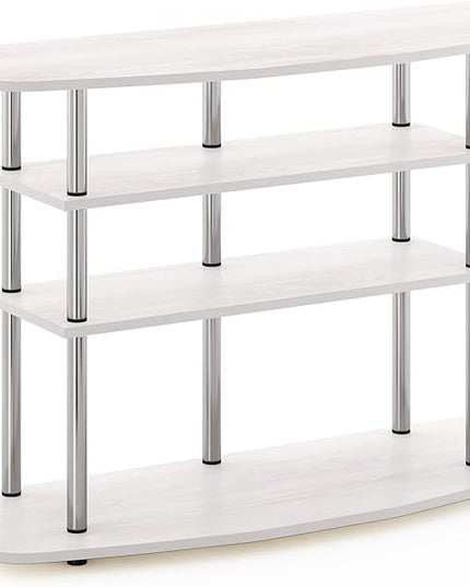 Furinno Frans Turn-N-Tube TV Stand for TV Size up to 43 Inch, 4-Tier, White Oak - LeafyLoom