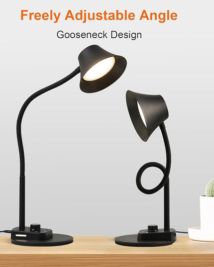 BOHON LED Desk Lamp for Home Office, Fully Dimmable Bedside Lamps with USB A and C Charging Port, 5 Colors Reading Lamp with Night Light, Auto Timer, Table Lamp for College Dorm Room Black - LeafyLoom