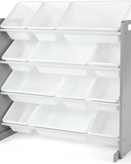 Humble Crew, Grey/White Kids Toy Organizer with 12 Storage Bins, Toddler - LeafyLoom