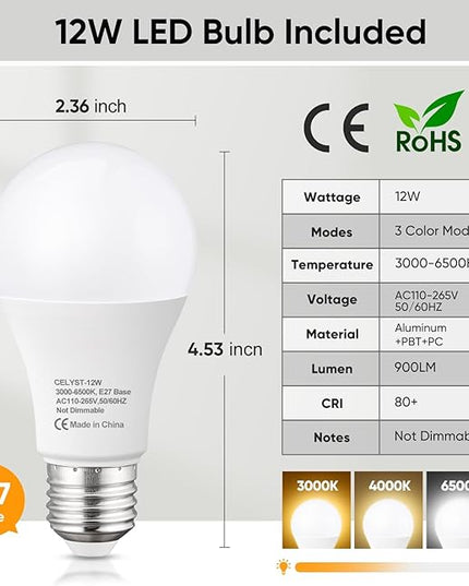 Desk Lamp for Home Office, 40W (Max) E26 LED Vintage Table Lamp with 12W Color Changing Bulb Flexible Desk Light with Rotary Switch for Study Room Bedroom Bedside Reading Working, Black Chrome - LeafyLoom