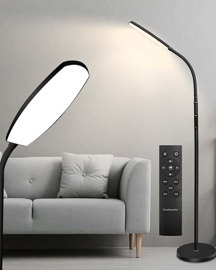 LED Floor Lamp, Bright Floor Lamps for Living Room with 1H Timer, 2700K-6500K Brightness Adjustable Gooseneck Standing Lamp with Remote & Touch Control Reading Floor Lamps for bedroom - LeafyLoom