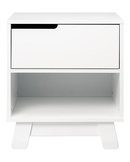 Babyletto Hudson Nightstand with USB Port in White, 1 Drawer and Storage Cubby - LeafyLoom