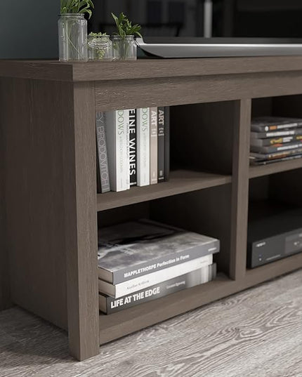 Flash Furniture Kilead TV Stand for up to 80" TVs - Modern Espresso Finish - 65" Engineered Wood Framed Media Console - 6 Open Storage Compartments - LeafyLoom