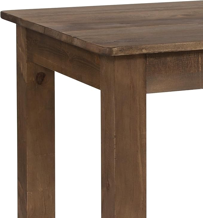 Flash Furniture HERCULES 46" x 30" Rectangular Antique Rustic Solid Pine Farm Dining Table - LeafyLoom